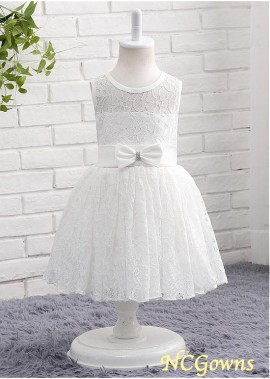 A-Line White Flower Girl Dresses
