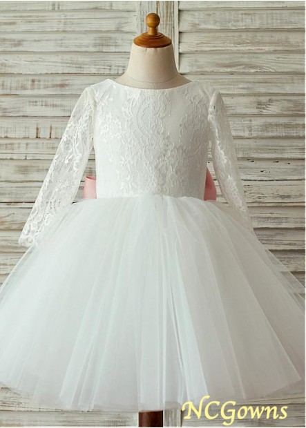 White Lace  Tulle Flower Girl Dresses