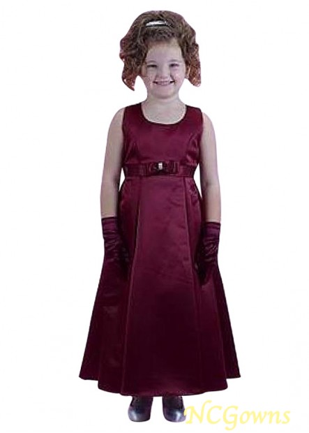 A-Line Red Tone Flower Girl Dresses