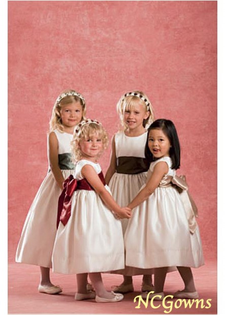 Ncgowns White Color Family Flower Girl Dresses