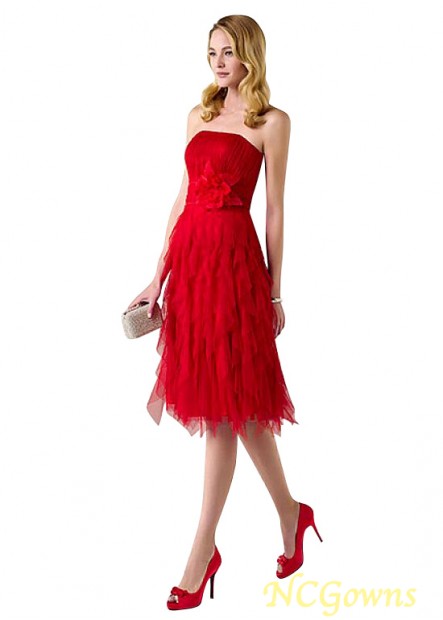 Tulle Strapless Neckline A-Line Silhouette Red Tone Color Family Prom Dresses T801525413825