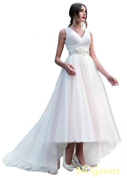 Tulle Sweep 15-30Cm Along The Floor Train Sleeveless Plus Size Wedding Dresses