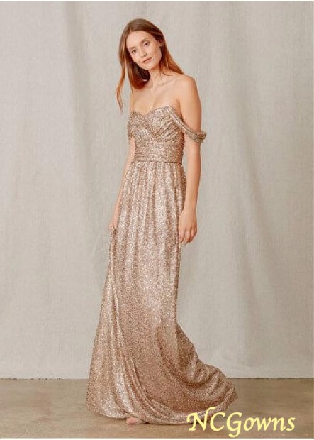 Ncgowns Gold Sequins A-Line Bridesmaid Dresses