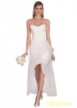 Natural Sleeveless Sleeve Length Without Train Hi-Lo Length Beach Wedding Dresses