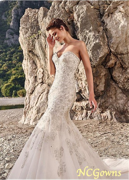 Ncgowns Natural Sleeveless Mermaid Trumpet Chapel 30-50Cm Along The Floor Wedding Dresses T801525323210