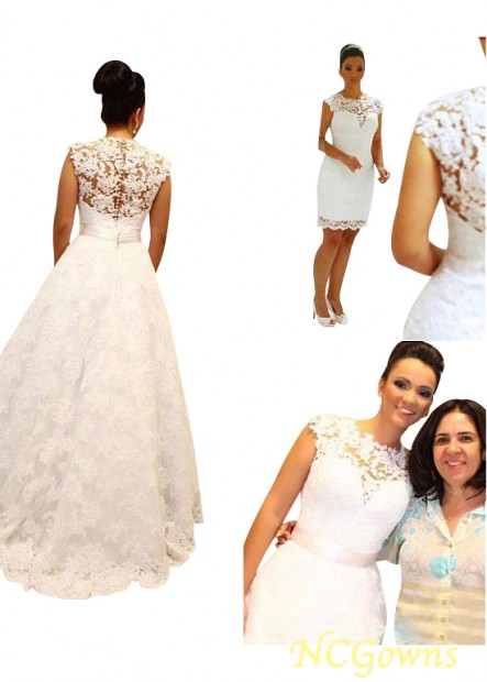 Ncgowns Full Length Short Without Train 2 In 1 Silhouette Lace Wedding Dresses