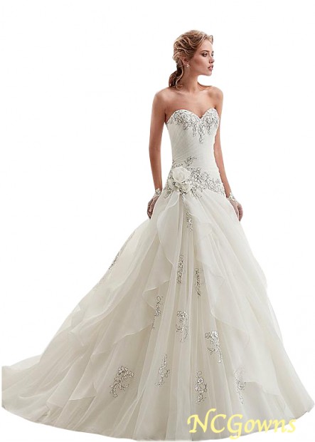Tulle  Organza Fabric Sleeveless Sweetheart Wedding Dresses T801525384645