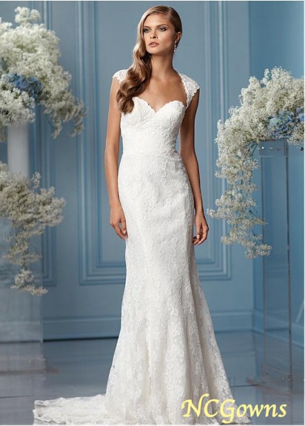 Queen Anne Chapel 30-50Cm Along The Floor Train All-Over Lace Sweetheart Neckline