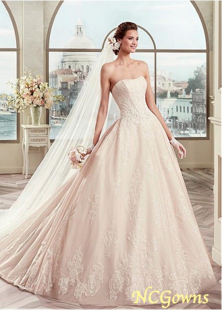 A-Line Silhouette Full Length Length Cathedral 50-70Cm Along The Floor Tulle  Satin Fabric Strapless Neckline Sweetheart Neckline