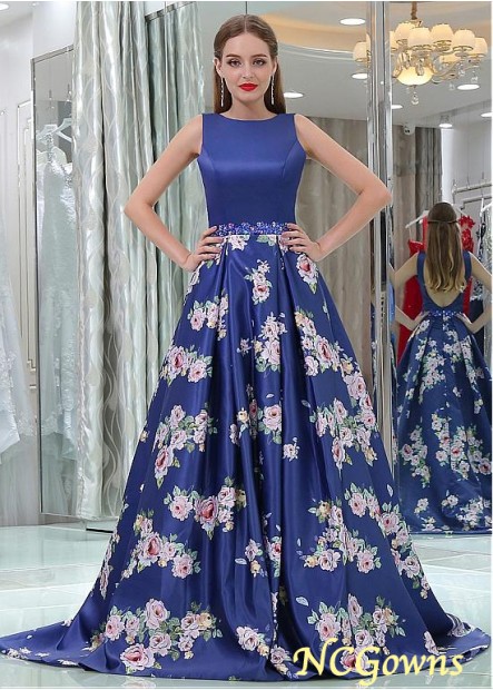 Floor-Length Satin  Floral Cloth Pleat Skirt Type A-Line Special Occasion Dresses
