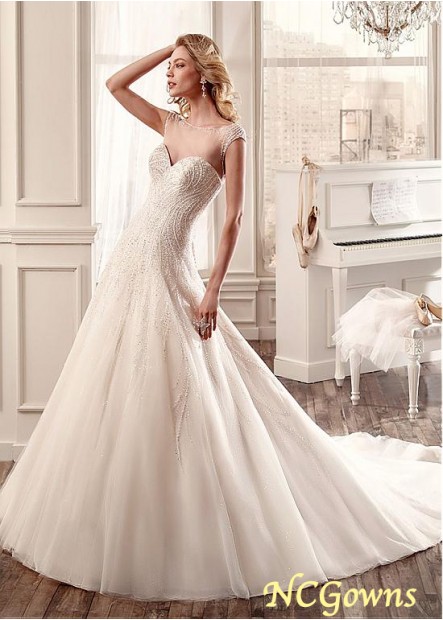 Short Full Length Cap A-Line Natural Wedding Dresses