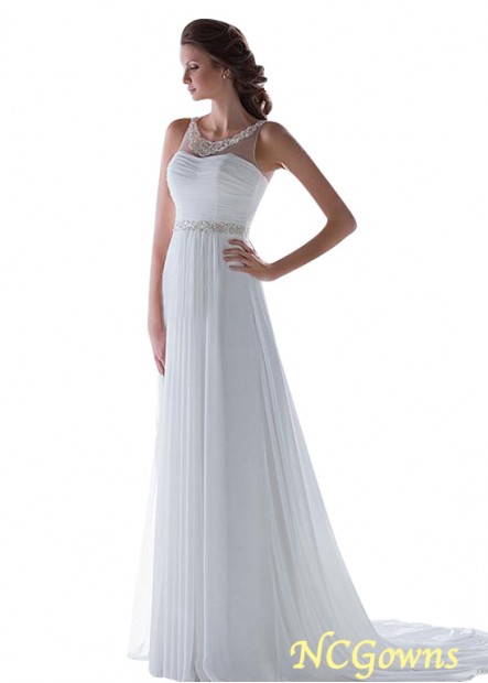 Sweep 15-30Cm Along The Floor Jewel Full Length Raised Sleeveless A-Line Silhouette Wedding Dresses T801525332782