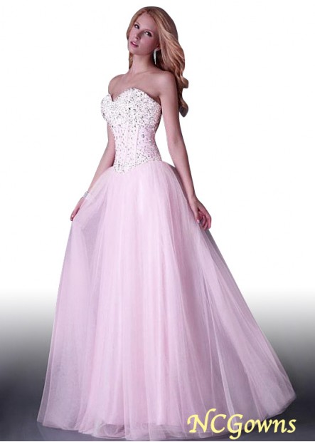 Ncgowns A-Line Silhouette Circle Skirt Type Pink Sweetheart Neckline Evening Dresses