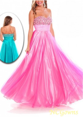 Ncgowns Stretch Satin  Tulle Pink Color Family Floor-Length Hemline A-Line Evening Dresses T801525358805