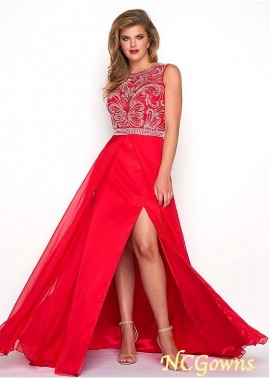 A-Line Red Tone Jewel Silk-Like Chiffon Fabric Special Occasion Dresses