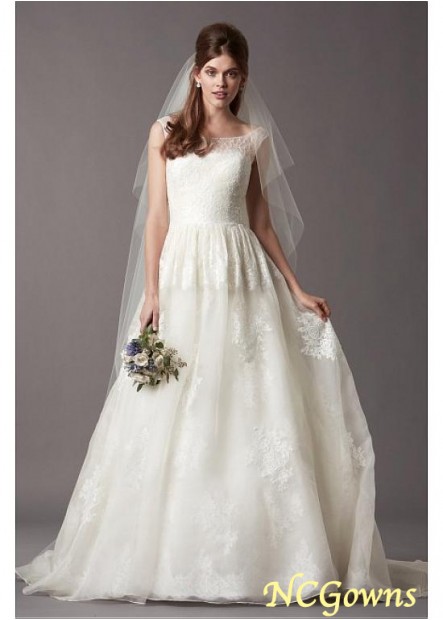 Ncgowns Sleeveless Sleeve Length Full Length Bateau Chapel 30-50Cm Along The Floor Wedding Dresses