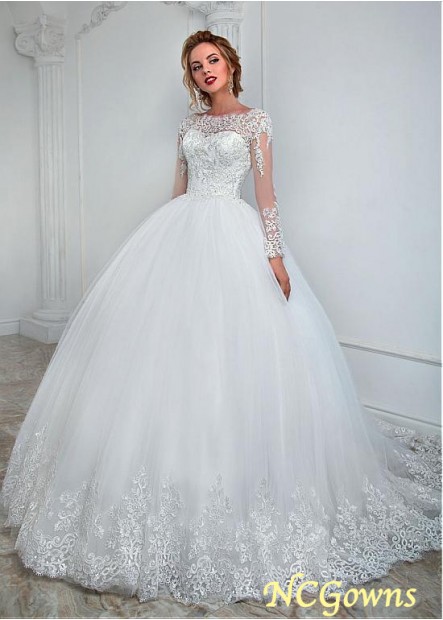 Full Length Tulle Illusion Wedding Dresses