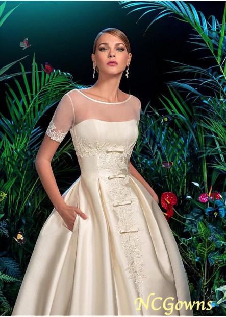 Natural Waistline A-Line Silhouette Wedding Dresses