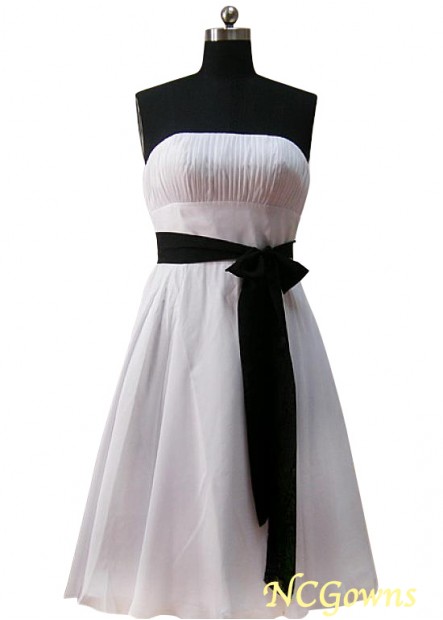 A-Line Chiffon Fabric Black And White Dresses