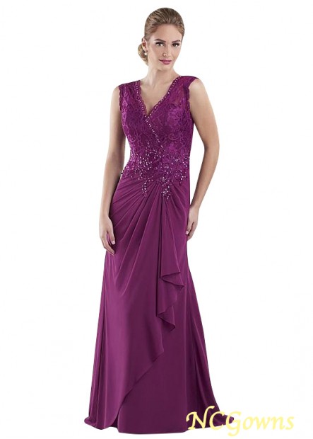 Ncgowns Lace  Chiffon Purple V-Neck Full Length Length Mother Of The Bride Dresses