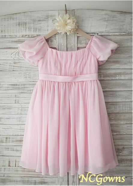 A-Line Pink Knee-Length Flower Girl Dresses T801525394119