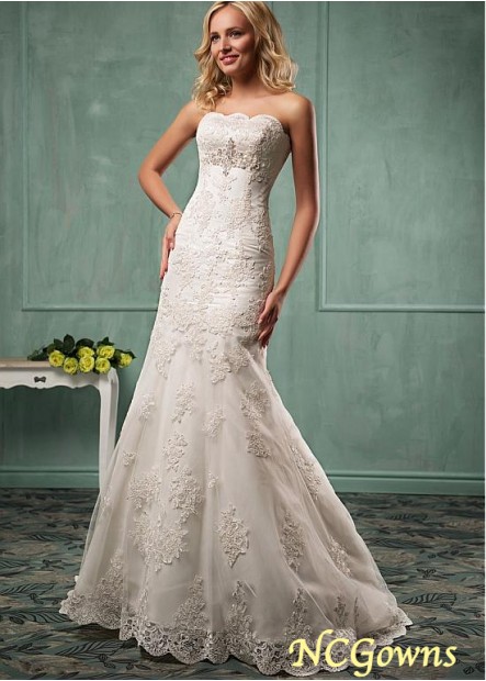 Ncgowns Chapel 30-50Cm Along The Floor Mermaid Trumpet Silhouette Strapless Natural Wedding Dresses
