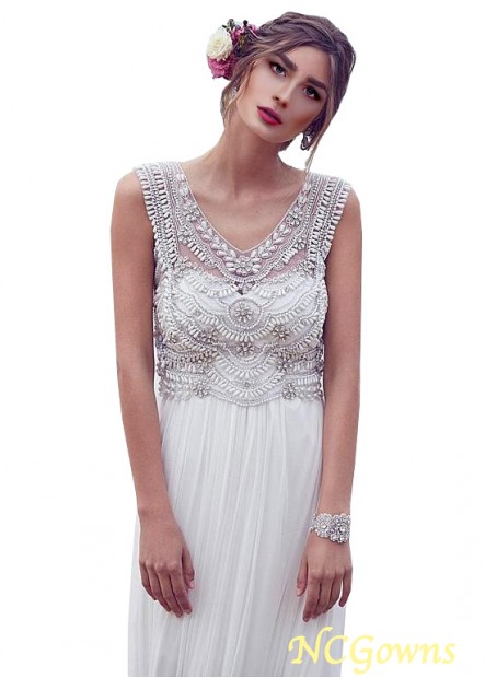 Sleeveless Raised Silk-Like Chiffon Wedding Dresses T801525317662