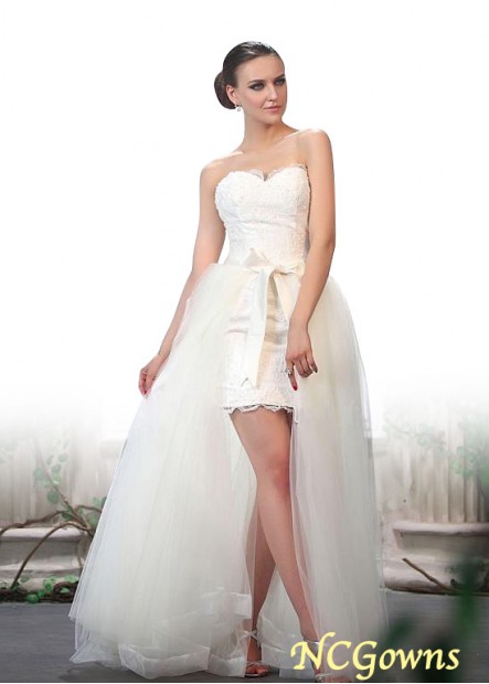 Sweetheart Hi-Lo A-Line Natural Sleeveless Sleeve Length Short Wedding Dresses
