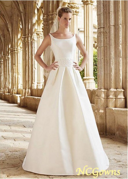 A-Line Silhouette Sleeveless Length Scoop Neckline Wedding Dresses