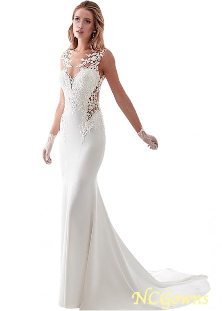 Ncgowns Tulle  Acetate Satin Jewel Sheath Column Sleeveless Sleeve Length Wedding Dresses