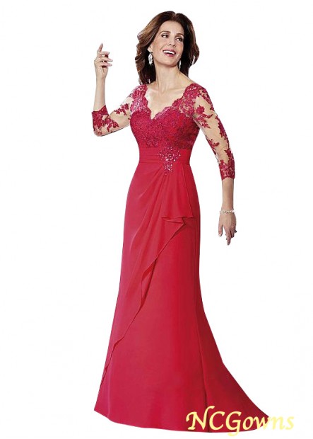 Full Length V-Neck Illusion Red Dresses