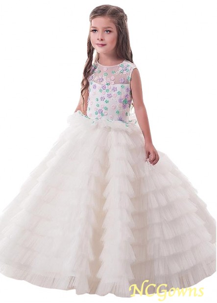 White Color Family Floor-Length Hemline Flower Girl Dresses