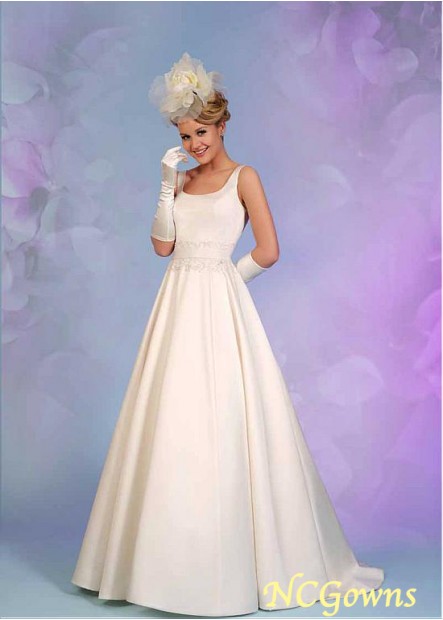 Full Length Scoop Neckline Sleeveless Sleeve Length Chapel 30-50Cm Along The Floor Wedding Dresses