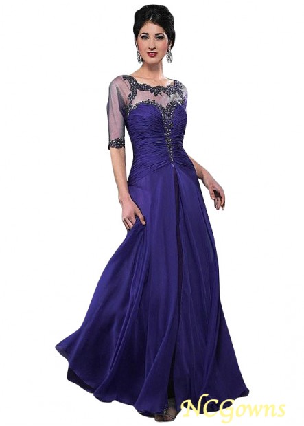 Bateau Tulle  Silk Like Chiffon Illusion Sleeve Type A-Line Mother Of The Bride Dresses