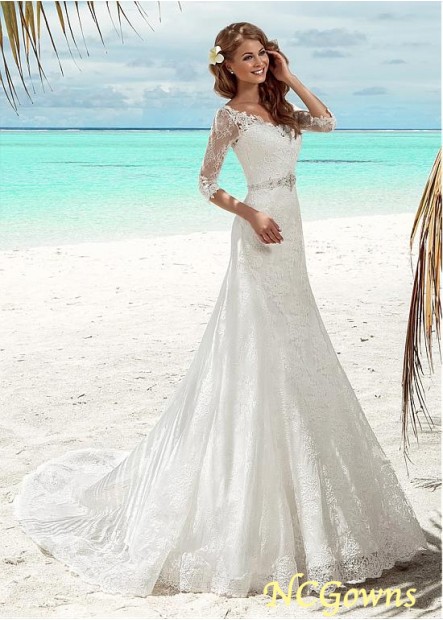 Ncgowns Natural Waistline V-Neck Wedding Dresses T801525328977