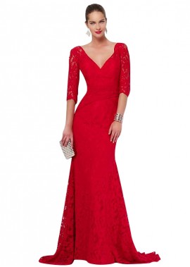 Full Length Length V-Neck Lace Mother Of The Bride Dresses T801525339480