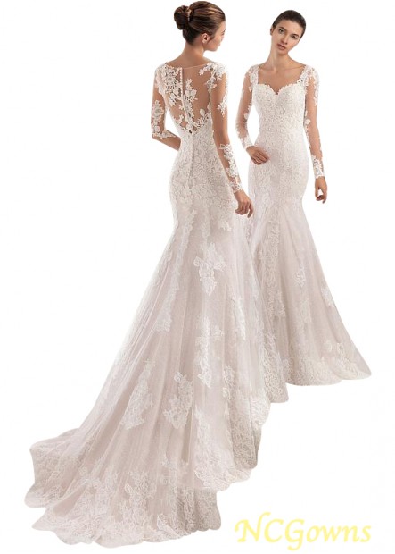 Full Length Illusion Long Wedding Dresses
