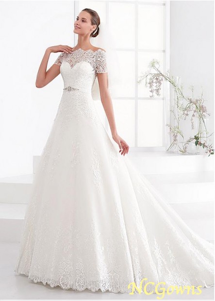 A-Line Natural Waistline Lace Wedding Dresses