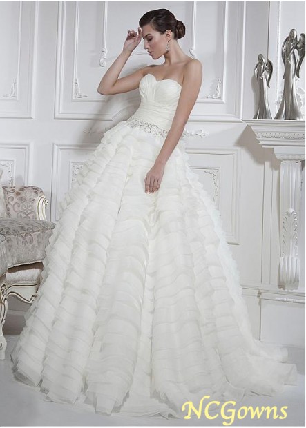 Sweetheart Sweep 15-30Cm Along The Floor Ball Gown Silhouette Full Length Organza Wedding Dresses