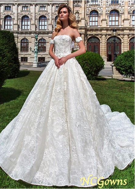 Tulle  Lace Natural Full Length Royal Monarch 70Cm Along The Floor Wedding Dresses