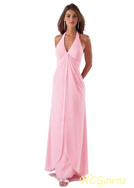 Ncgowns Pink Chiffon Full Length Bridesmaid Dresses
