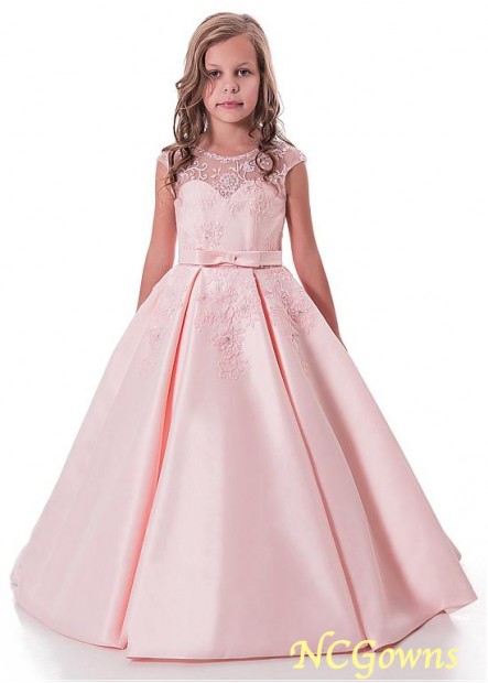 Tulle  Satin Fabric Floor-Length Ball Gown Silhouette Pink Dresses