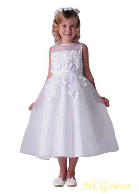 White Color Family Ball Gown Flower Girl Dresses