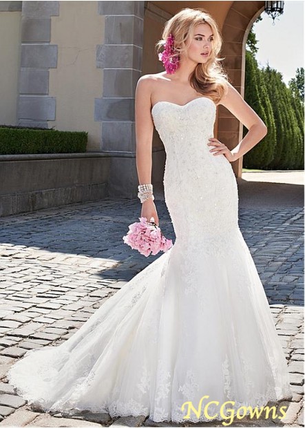 Ncgowns Sleeveless Full Length Natural Tulle Fabric Chapel 30-50Cm Along The Floor Train Sweetheart Neckline