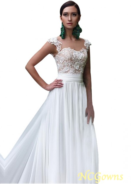 Ncgowns Bateau Neckline Cathedral 50-70Cm Along The Floor Cap Natural Short Sleeve Length Tulle Fabric Wedding Dresses