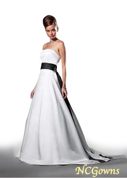 Full Length Length Strapless A-Line Silhouette Sweep 15-30Cm Along The Floor Beach Wedding Dresses