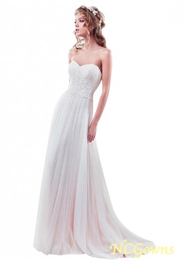 Tulle  Lace Full Length Length Sweep 15-30Cm Along The Floor Train Wedding Dresses