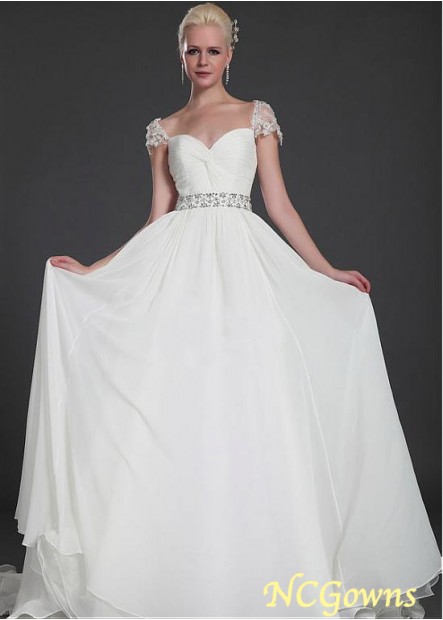 Ncgowns Chiffon  Organza  Satin Sleeveless A-Line Wedding Dresses