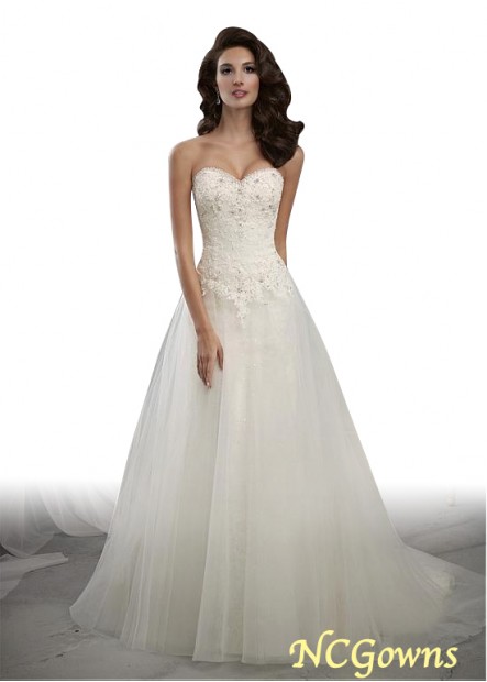 A-Line Sleeveless Full Length Wedding Dresses
