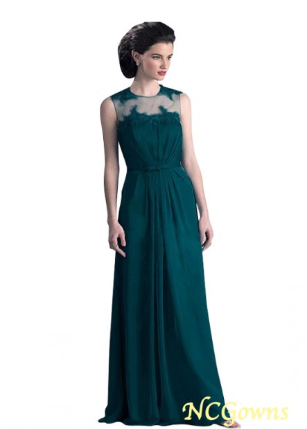 Jewel Full Length Length Green Silk Like Chiffon  Fabric Mother Of The Bride Dresses